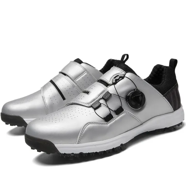 Dial-lace golf shoe, silver