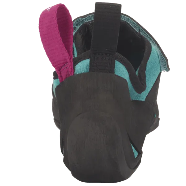 Downturned climbing shoe, aqua