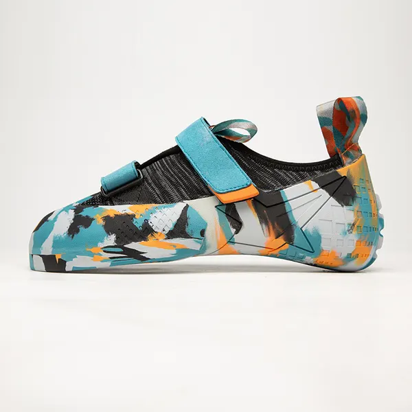 Teal camo climbing shoe