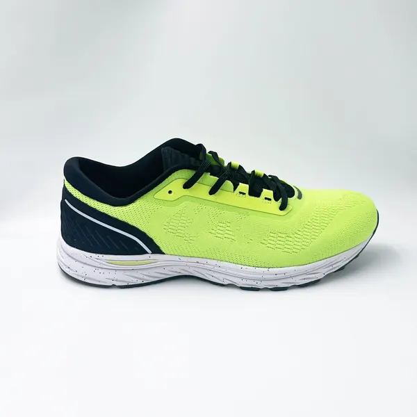 Knit running shoe, neon yellow