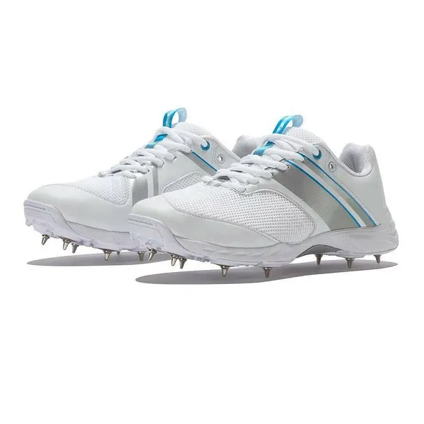 Cricket spike shoe, white and teal