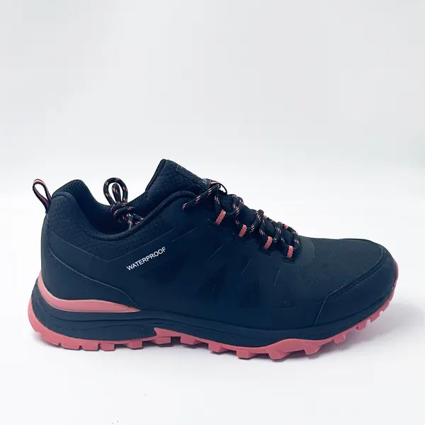 Low hiking shoe, navy and coral