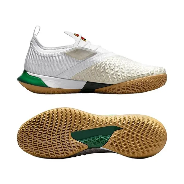 Knit tennis shoe, white and green