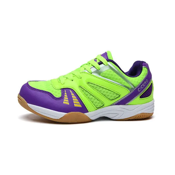 Badminton shoe, lime and purple