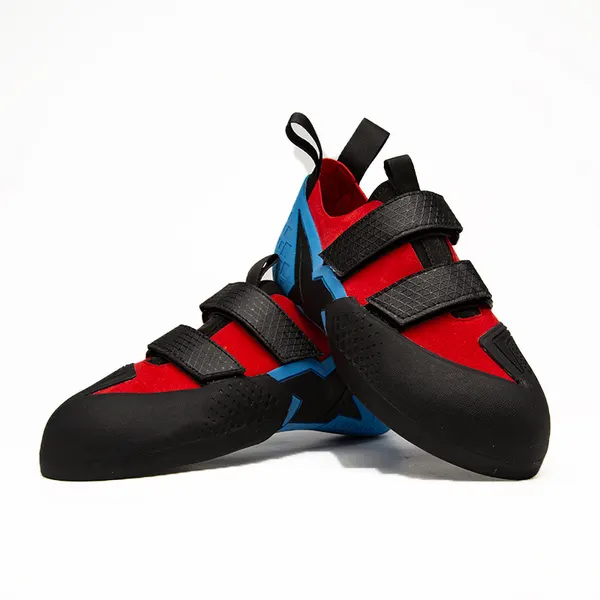 Twin-strap climbing shoe, red and blue