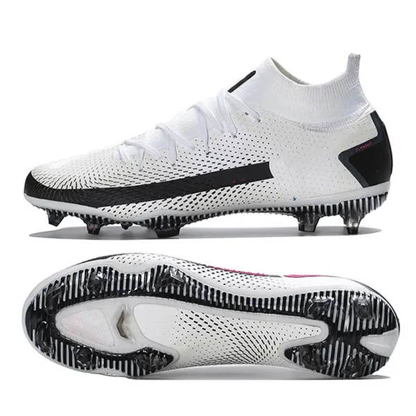 Knit football boot, white and black