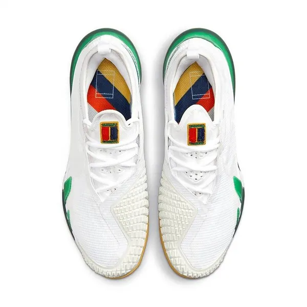 Knit tennis shoe, white and green