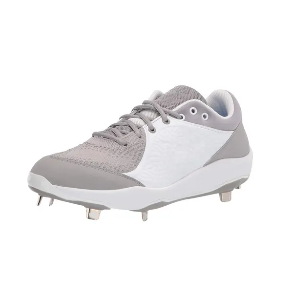 Metal baseball cleat, grey and white