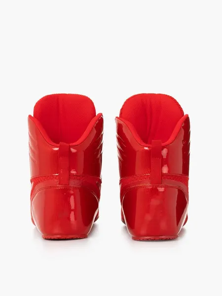 Patent high-top boxing shoe, red