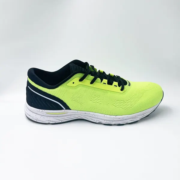 Knit running shoe, neon yellow
