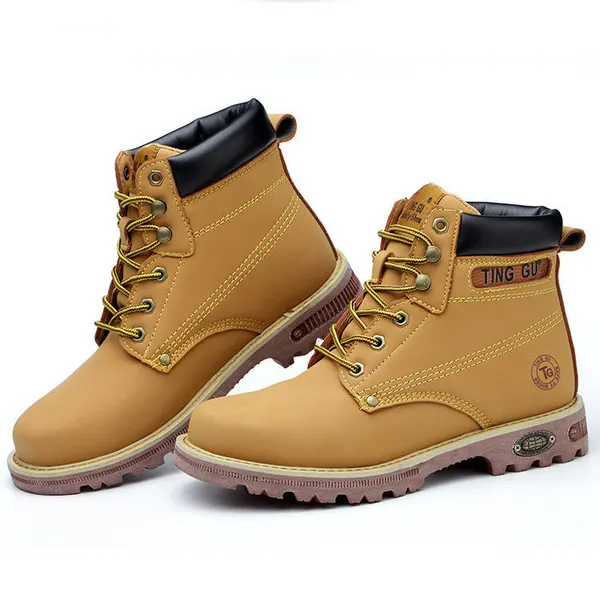 Leather work boot, wheat