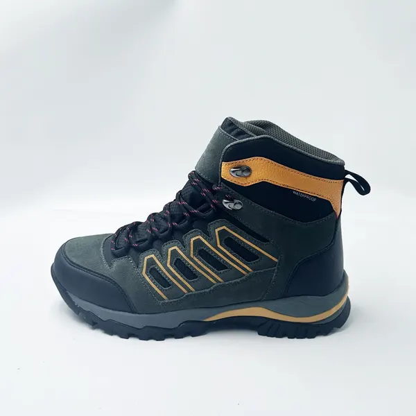 Mid-cut hiking boot, navy and tan