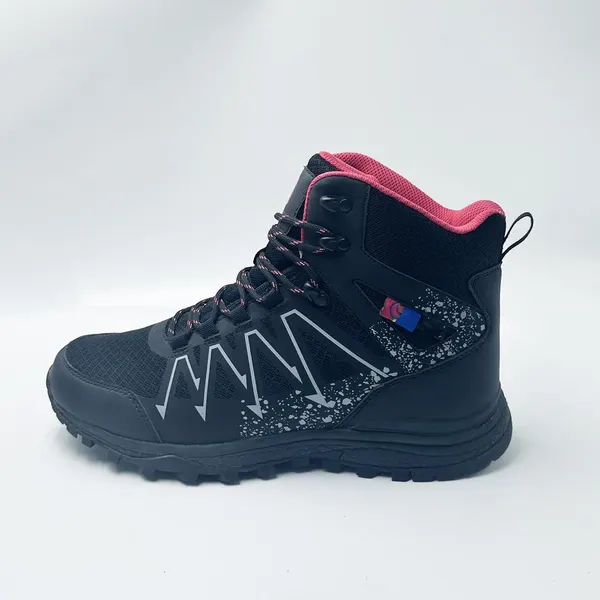 Mid-cut hiking boot, black and pink