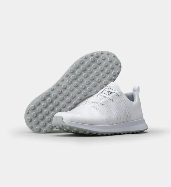 Knit spikeless golf shoe, white