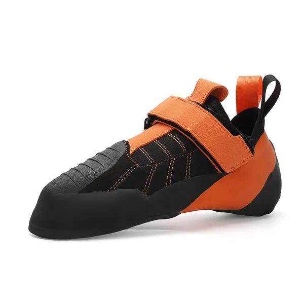 Downturned climbing shoe, black and aqua