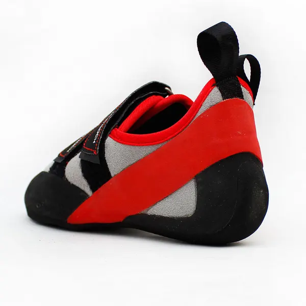 Twin-strap climbing shoe, grey and red