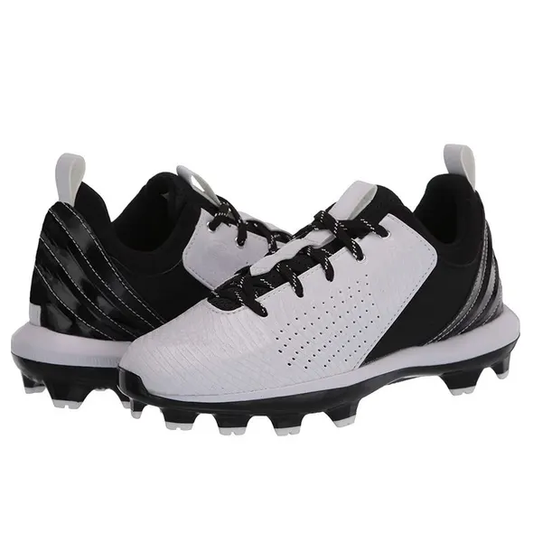 Molded baseball cleat, white and black