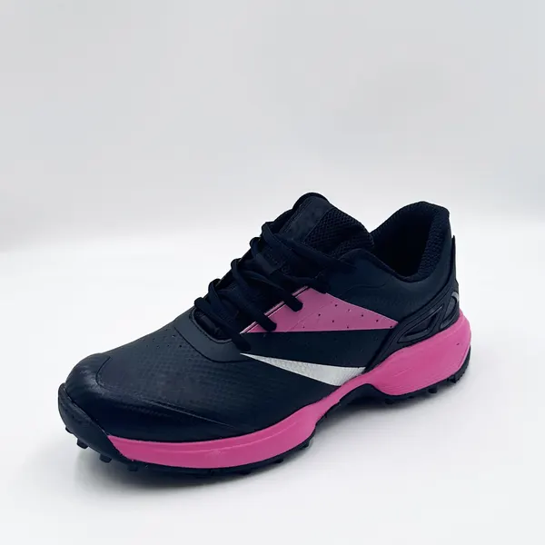 Rubber-stud cricket shoe, navy and pink