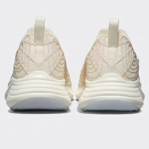 Knit running shoe, cream