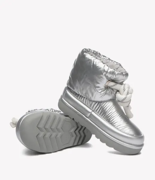 Quilted snow boot, silver