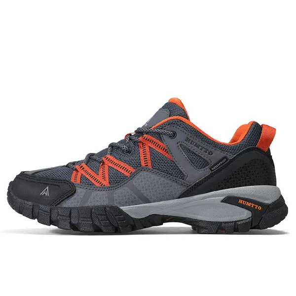 Low hiking shoe, grey and orange