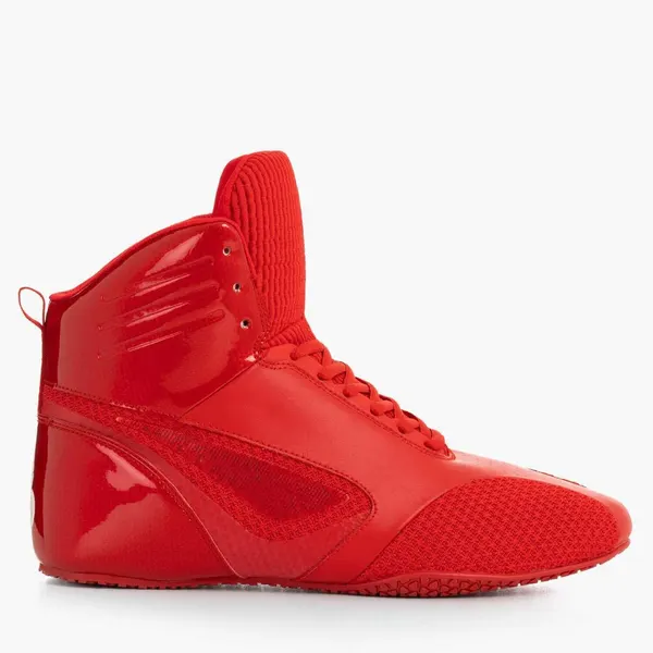 Patent high-top boxing shoe, red