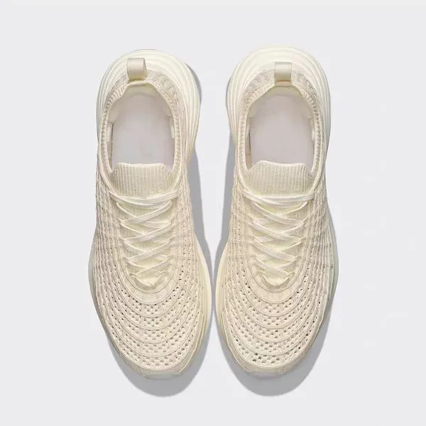 Knit running shoe, cream