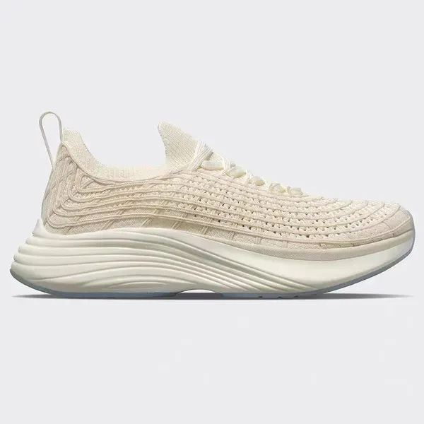 Knit running shoe, cream