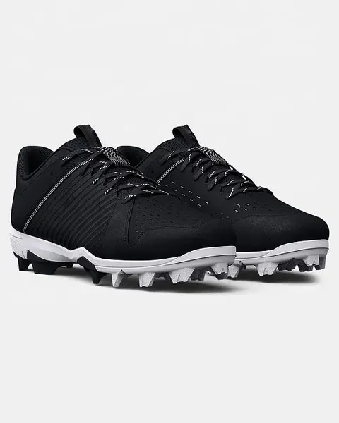 Knit molded baseball cleat, black