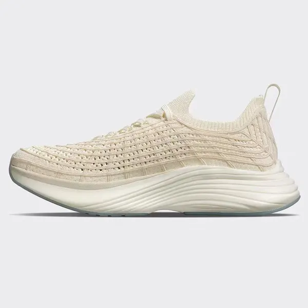 Knit running shoe, cream