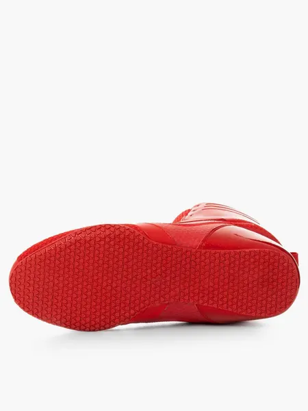 Patent high-top boxing shoe, red