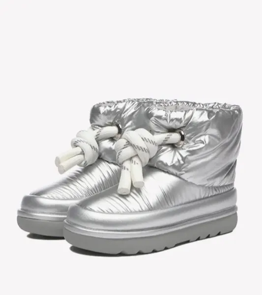 Quilted snow boot, silver