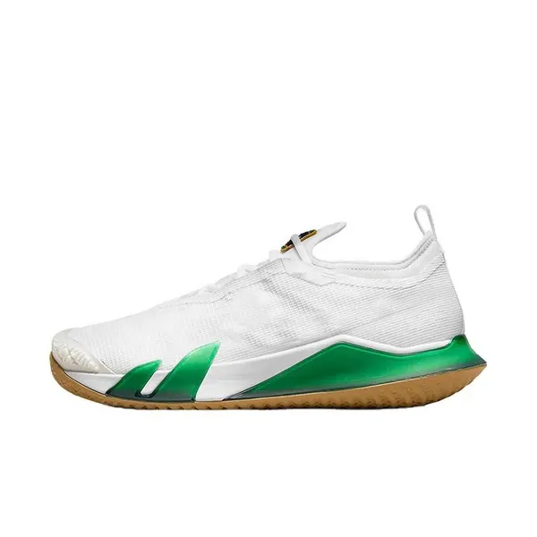 Knit tennis shoe, white and green