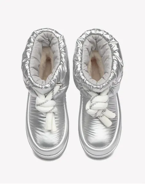 Quilted snow boot, silver