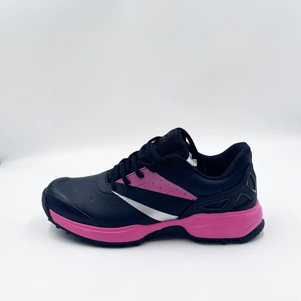 Rubber-stud cricket shoe, navy and pink